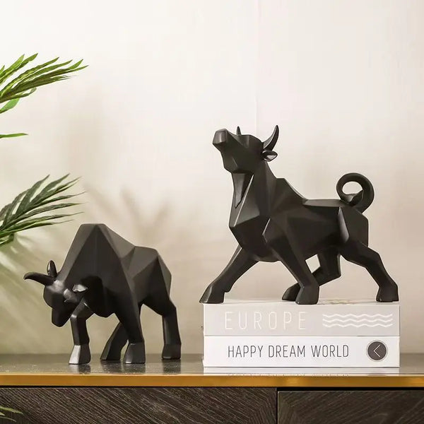 ToroArte Stier Skulptur | Nordic Design | Harzfigur Modern | 35 cm / 26 cm