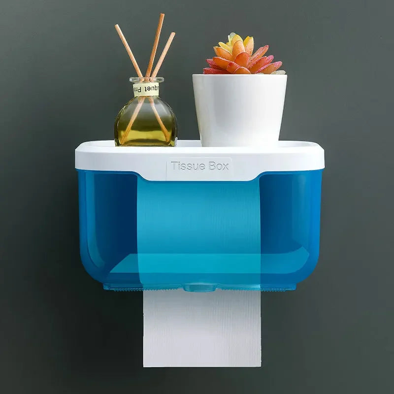 Wandmontierter Toilettenpapierhalter | Mit Regal & Wasserdichter Box | Modern & Platzsparend