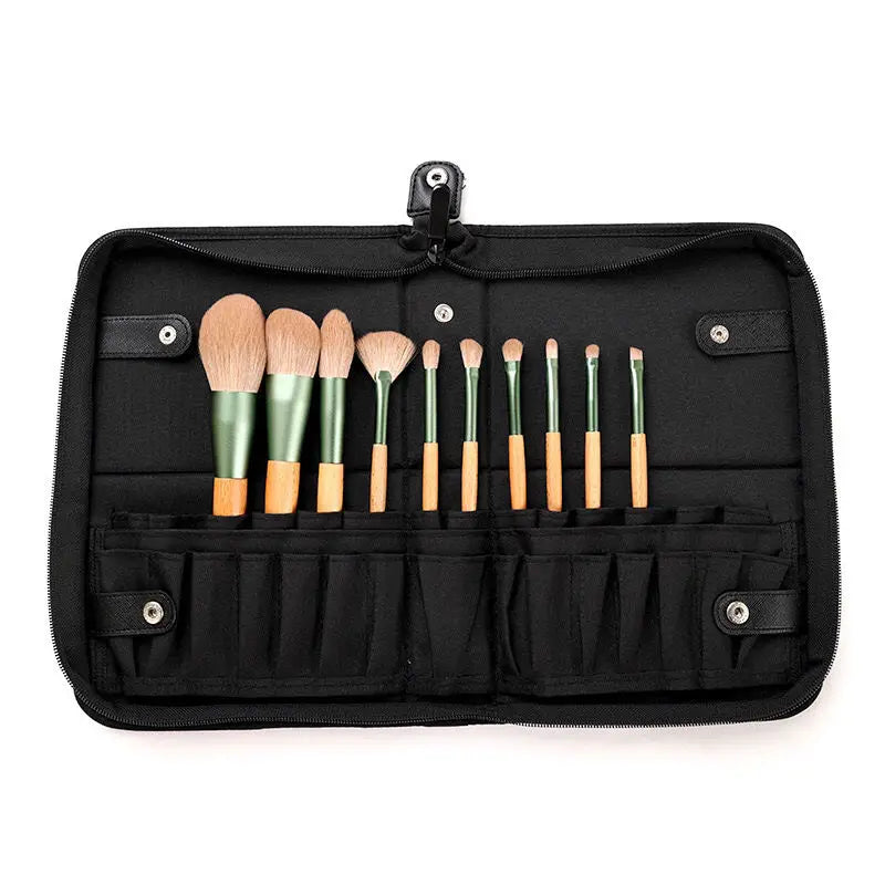 Pinselia Make-up Pinsel Tasche 29 Fächer | Faltbar & Wasserdicht | Profi-Organizer für Reisen & Studio | PU-Leder | Schwarz