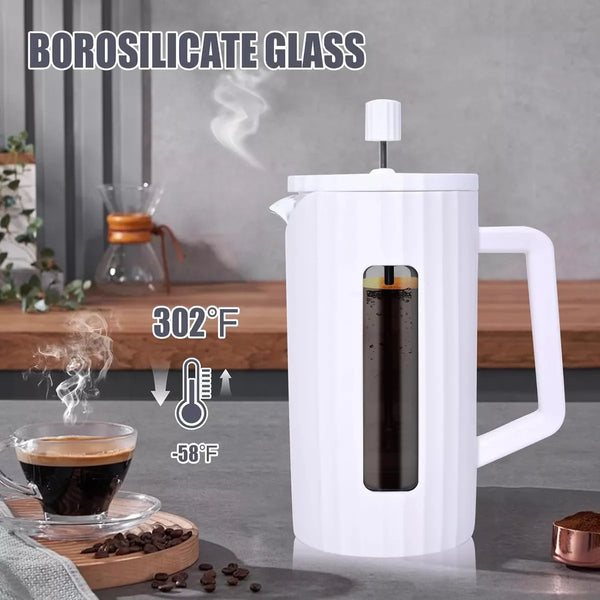 BrewVista | French Press Kaffeebereiter | 600 ml | Borosilikatglas & Edelstahlfilter | Für Zuhause & Outdoor