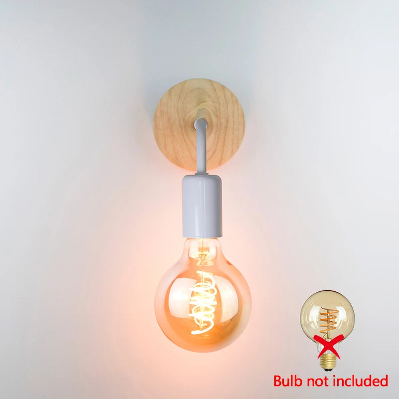 Retro Wandleuchte Holz & Eisen | E27 Fassung | Vintage Design | 15–30 m²