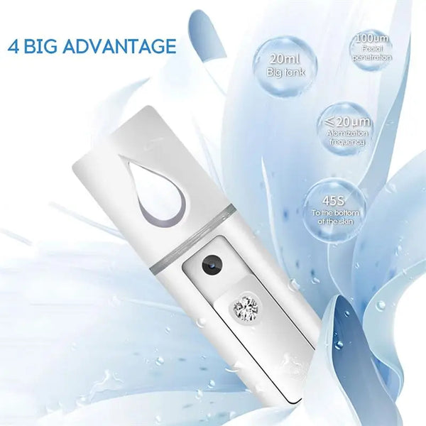 Nano-Gesichtsspray Mistella Mini | USB-aufladbar | Feuchtigkeitsspendender Kaltnebel | Für Gesicht, Poren & Wimpernreinigung | 20 ml