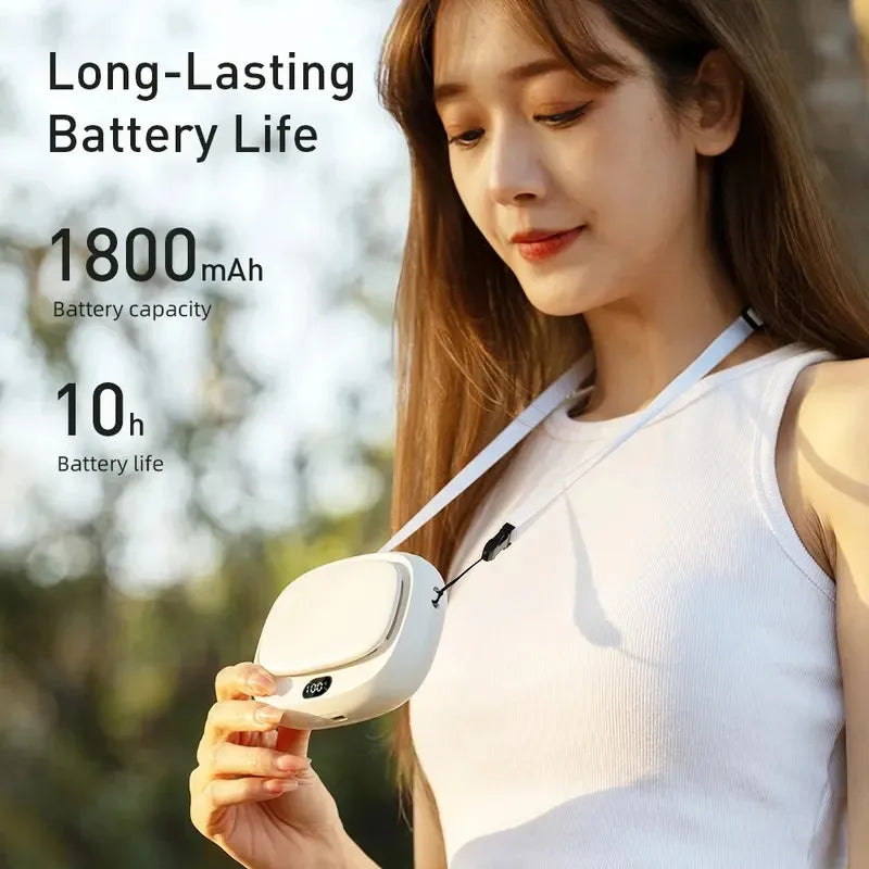 Brisano Halsventilator | Tragbar & Wiederaufladbar | 5 Geschwindigkeiten & LED-Anzeige | Leise Mini-Handventilator für Sommer & Reisen