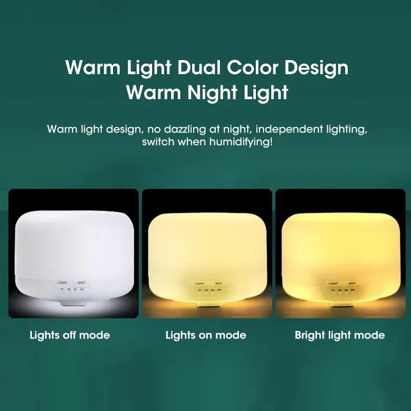 Lunora Aroma Diffuser | 500 ml | Ultraschall-Luftbefeuchter | LED Nachtlicht | USB-Betrieb