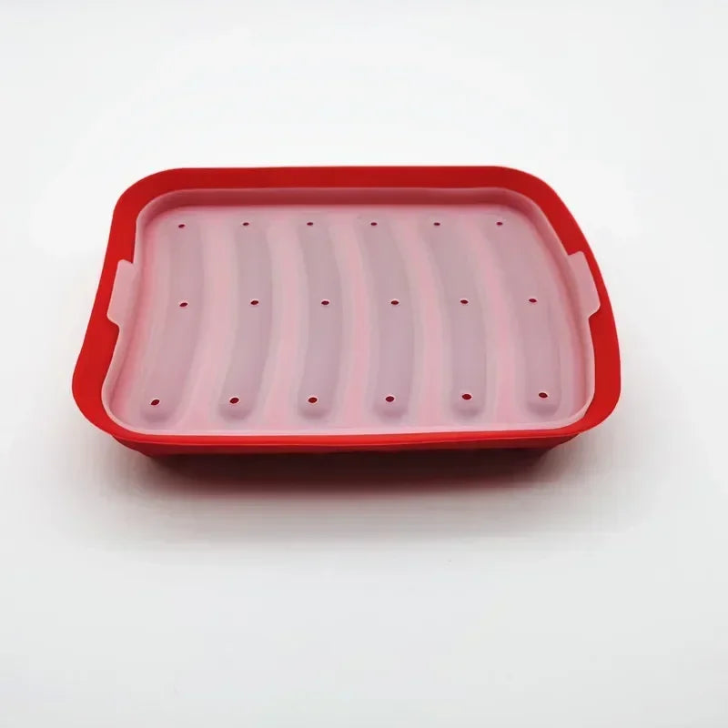 SausiForm | Silikon-Wurstform mit Deckel | Lebensmittelecht & Hitzebeständig | 17,5×13,5×3,5 cm