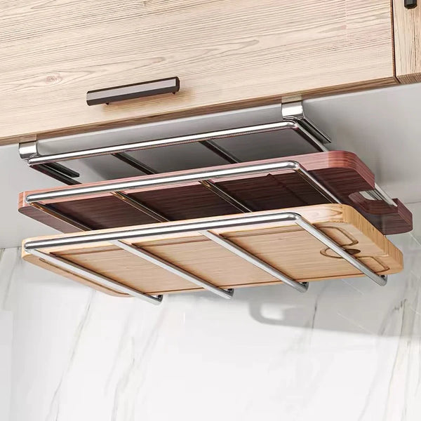 BoardHang Pro | Schneidebretthalter für Unterschrank-Montage | Edelstahl | Ohne Bohren | Ein- oder Zweilagig | 26,8 × 25,8 cm