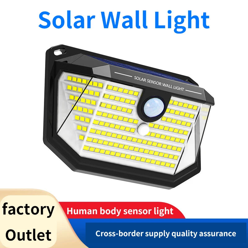 SolaNova T22 | Solar Wandleuchte mit Bewegungsmelder | 178 LEDs | IP65 Wasserdicht
