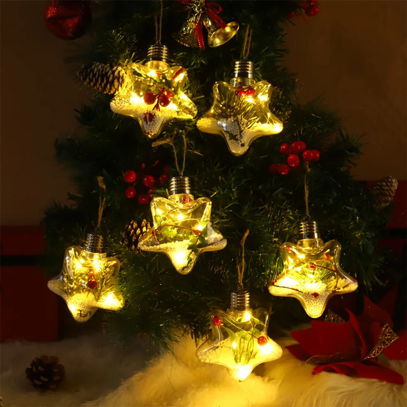 LED Weihnachtsstern Ornament | Transparent | Warmes Leuchten | 10 cm