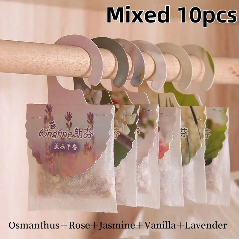Aromessenz Duft-Sachets für Kleiderschrank & Räume | 5/10 Stück | Lang anhaltender Duft | Mit Aufhänger | Aromatherapie & Lufterfrischer