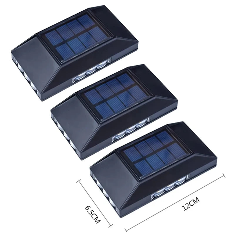 Lumivara Solar Wandleuchte mit 12 LEDs | 4-Seiten-Licht | IP65 Wasserdicht | Weiß oder Warmweiß