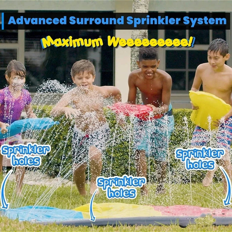 AquaRush Wasserrutsche | Aufblasbare Wasserrutschbahn mit Sprinklerfunktion | Für Garten & Outdoor | Sommer-Spielspaß für Kinder