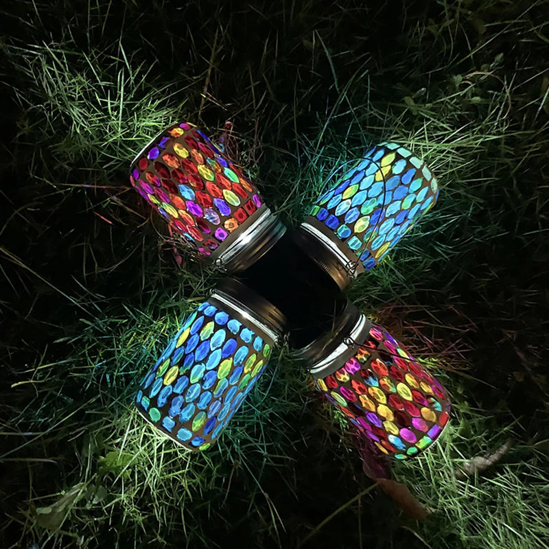 Solaria LumoMosa Solarlaterne Mosaik LED | Hängelampe für Garten & Terrasse | Wasserdicht & Tragbar | 13 cm Hoch