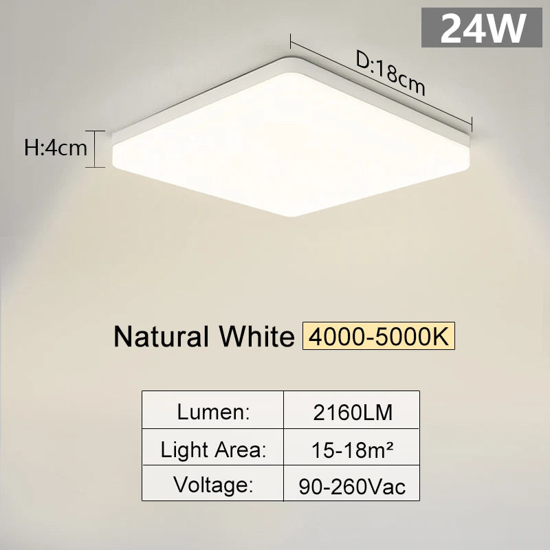 LumiSquare LED Deckenleuchte | Ultra-Flach & Modern | 18W/24W/36W/48W | Warm-, Neutral- & Kaltweiß