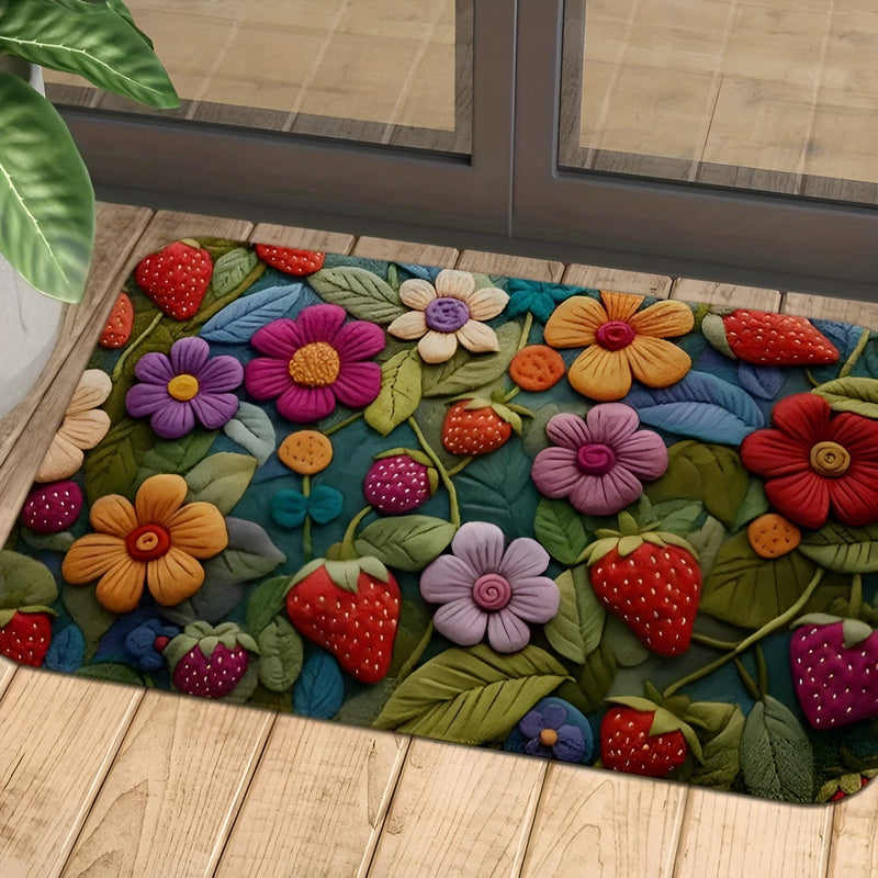 Florina 3D-Blumen Fußmatte | Kaschmirweiche Oberfläche | Rutschfest & Pflegeleicht | Für Bad & Eingang