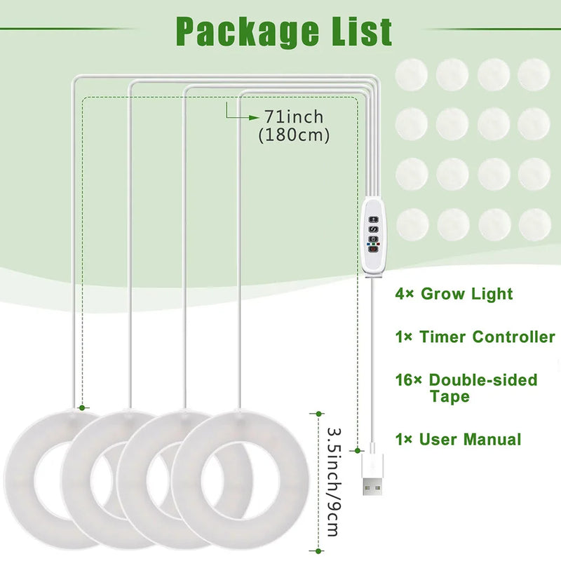 FloraHalo Pflanzenlampe | LED Pflanzenlampe Vollspektrum | 10 Helligkeitsstufen & Timer | Decken- & Unterbau-Halo-Licht für Zimmerpflanzen