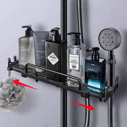 DuoShower Halter | Verstellbare Duschkopfhalterung & Ablage | 2-in-1 Design | Platzsparender Kunststoff
