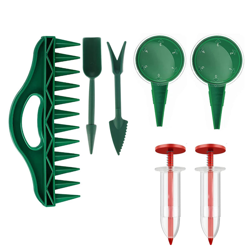 GartenProfiX Saathelfer Set 4/7-teilig | Pflanzhilfe mit 12-Loch Säschablone | Wasserdicht & Stabil | Gartenwerkzeug für präzises Säen