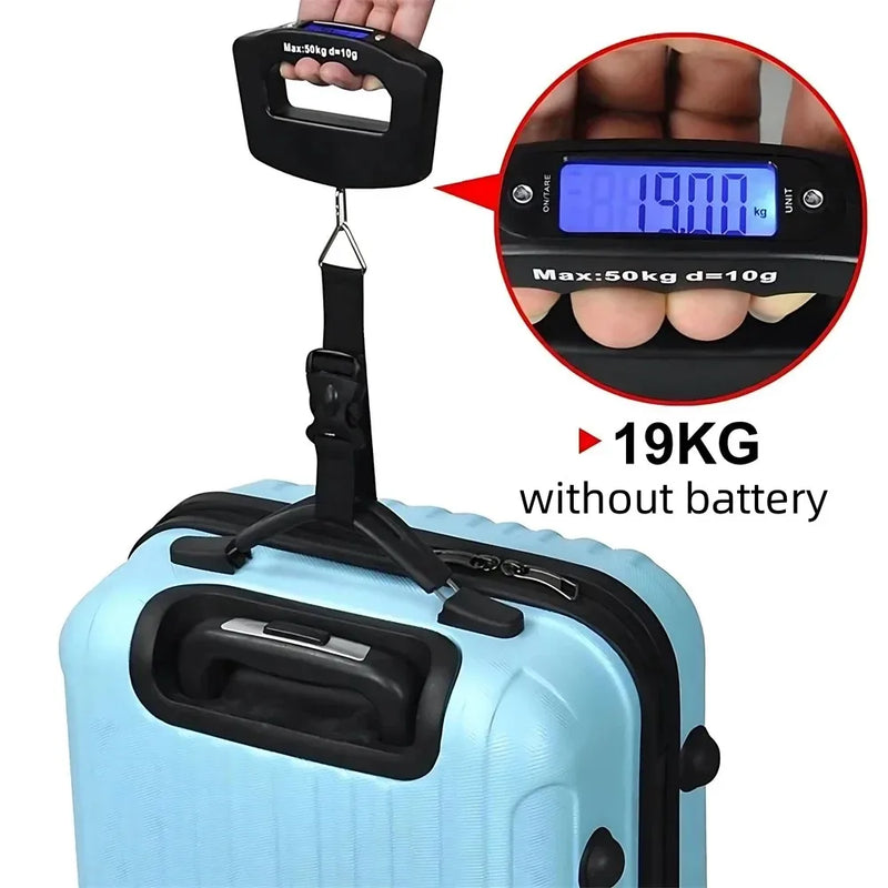 WeighLite Digitale Kofferwaage | LCD-Anzeige mit Hintergrundbeleuchtung | Bis 50 kg | Tragbar & Präzise | Für Reisen & Gepäck