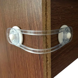 SafeBelt Kids Kindersicherungs-Set | 5× Sicherheitsriegel transparent | Für Schubladen, Kühlschrank & Schranktüren | 16,5 × 3,5 cm