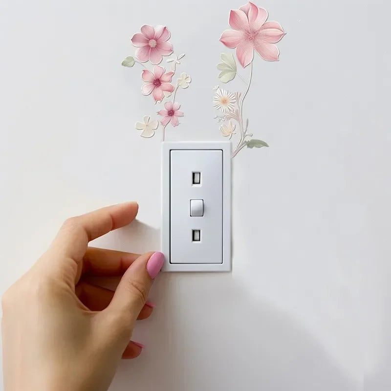 Wandsticker Decoflora SwitchBloom | Blumen-Schaltersticker aus PVC | Abnehmbar, wasserdicht & selbstklebend | Für Wohnzimmer, Bad & Schlafzimmer