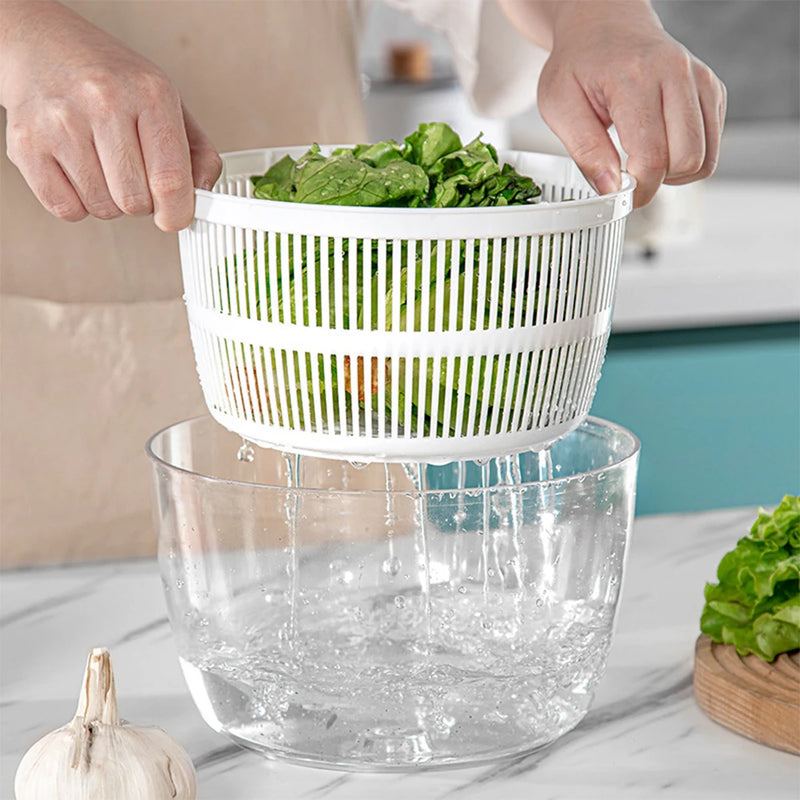 SpinFresh Salatschleuder 3L mit Deckel | Einhandbedienung & Rutschfester Stand | Salatwascher & -trockner für Gemüse & Obst | BPA-frei & Praktisch