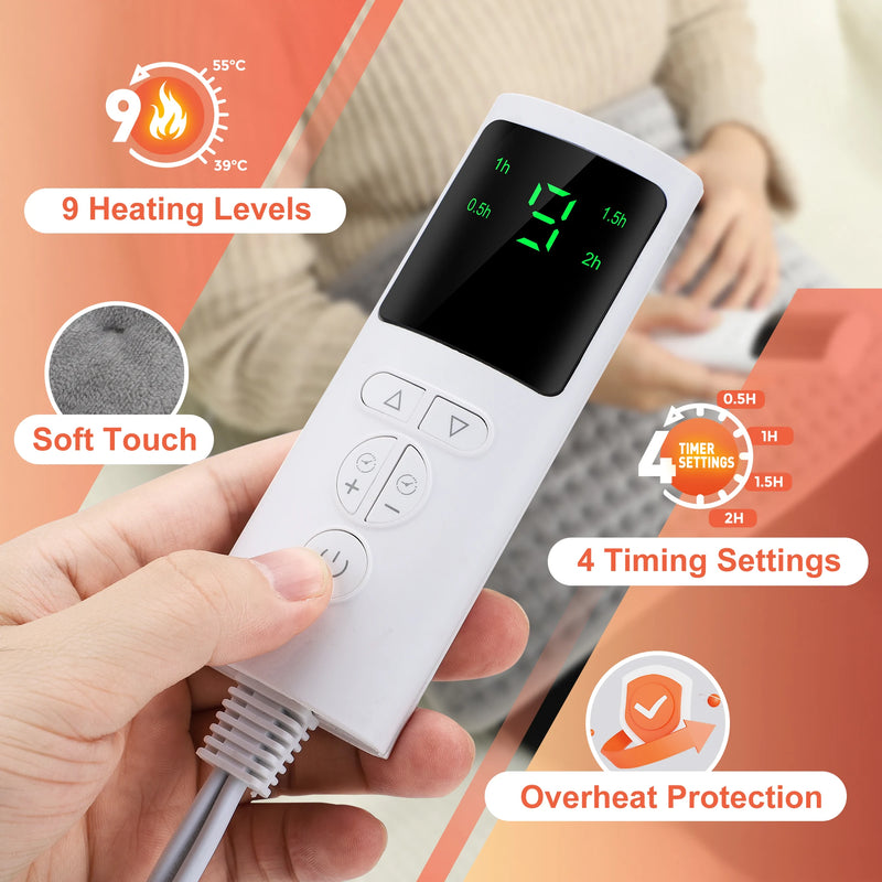 ThermaEase Elektrisches Wärmekissen | Multifunktionaler Heizgurt für Rücken & Taille | 9 Temperaturstufen & 4 Timer-Optionen