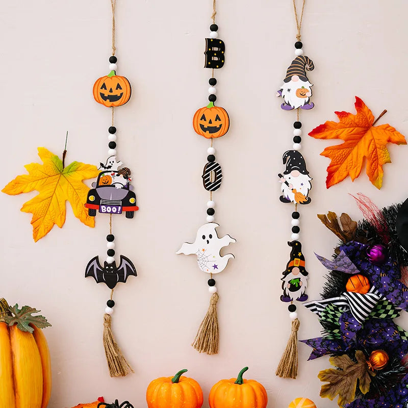 Halloween Hängedeko SpookyCharm | Kürbis, Fledermaus & Hexe | Mit Quasten | Für Tür, Wand & Party