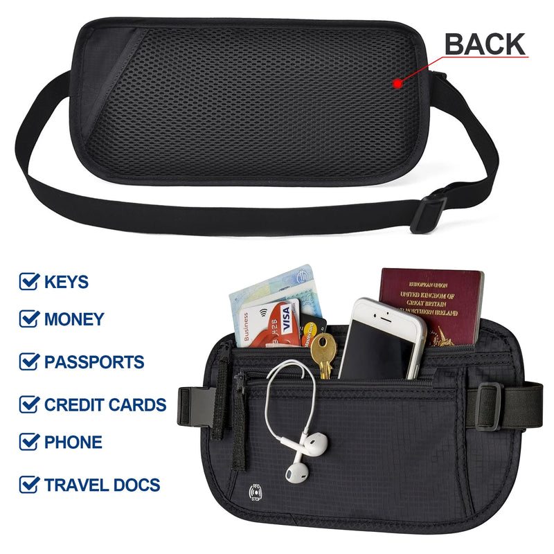 SafeTraveler Bauchtasche | RFID-Schutz | Verstecktes Sicherheitsfach | Für Damen & Herren