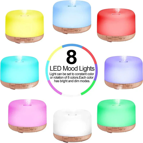 Aromora Mini Aroma Diffuser | 500 ml | Holzoptik | Ultraschall & LED Nachtlicht | USB-Betrieb