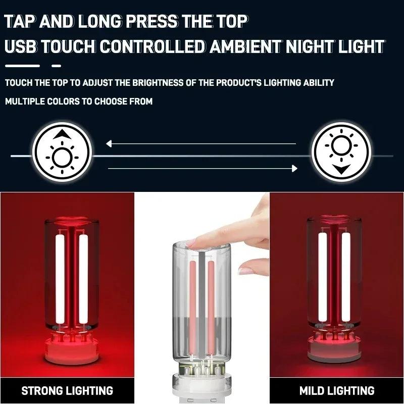 LumiVase Atmosphärenlicht | Glasflasche Design | Touch-Dimmer | USB | 5 Farben