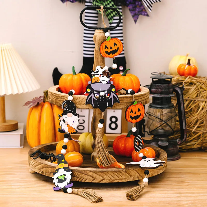 Halloween Hängedeko SpookyCharm | Kürbis, Fledermaus & Hexe | Mit Quasten | Für Tür, Wand & Party