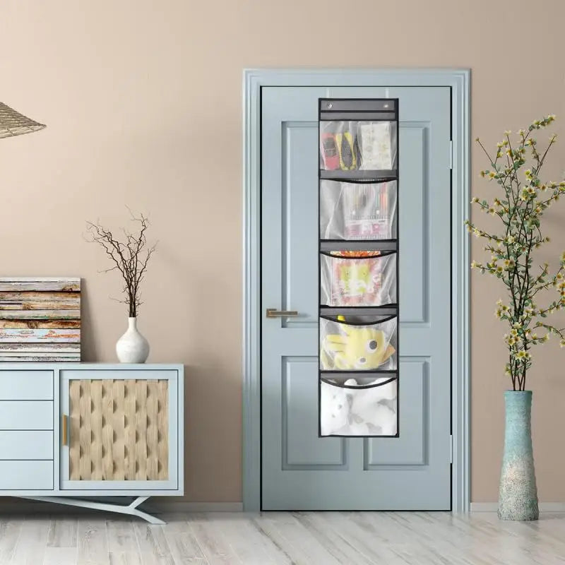 Tür-Hängeorganizer Storiva PocketMax | Mit 5 großen Fächern | Hängeregal für Tür & Schrank | Grau | Platzsparende Aufbewahrung