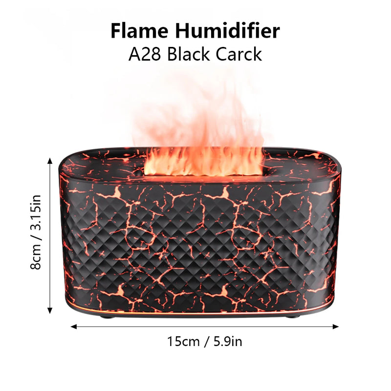 Flammen-Aromatherapie-Diffusor | Ultraschall-Luftbefeuchter mit LED-Flammeneffekt, Timer & Abschaltautomatik | USB 5V | Vulora