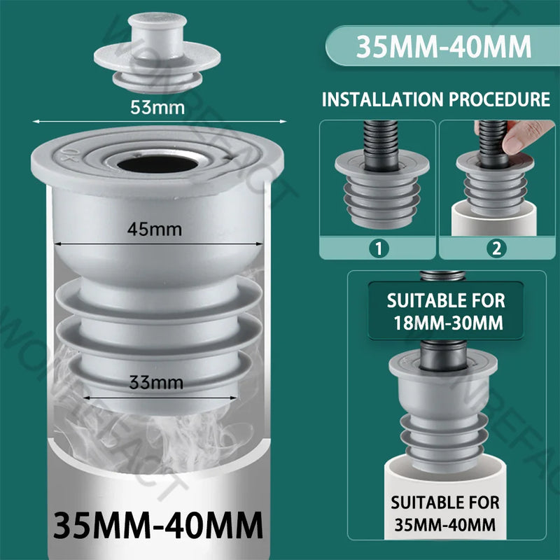 Silikon Abflussdichtung DRAINLOK | Geruchsstopp & Insektenschutz | Für 3,5–7,5 cm Rohre | 2er-Set