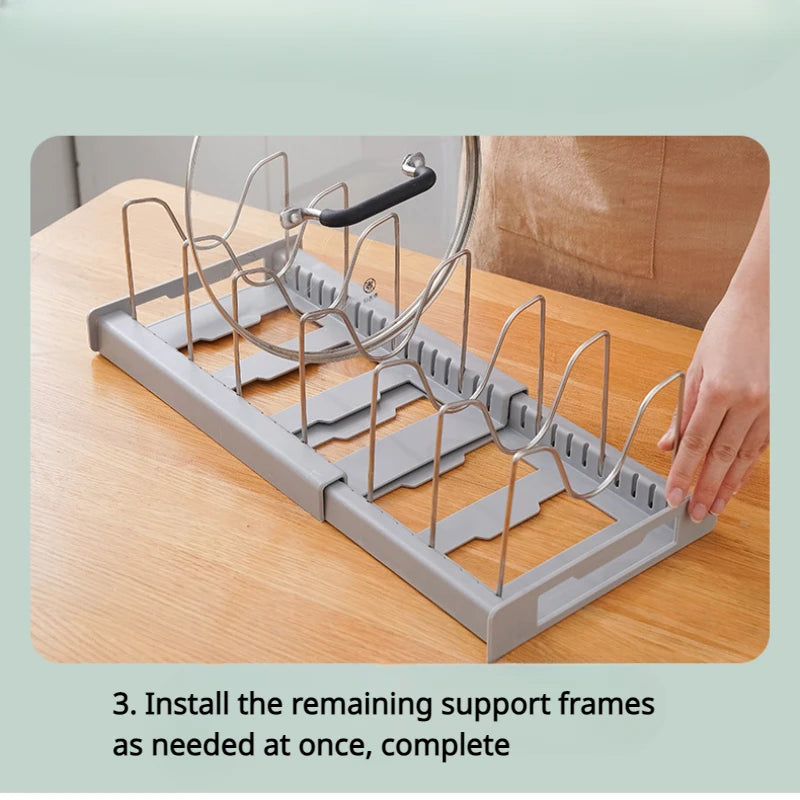 Teleskop-Topfdeckelhalter FlexRack | Verstellbar & Erweiterbar | Für Pfannen, Töpfe & Schüsseln | Weiß oder Grau