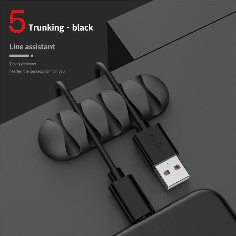 KabelFix Clip | Silikon Kabelhalter | Selbstklebend & Flexibel | Für USB, Kopfhörer & Ladekabel