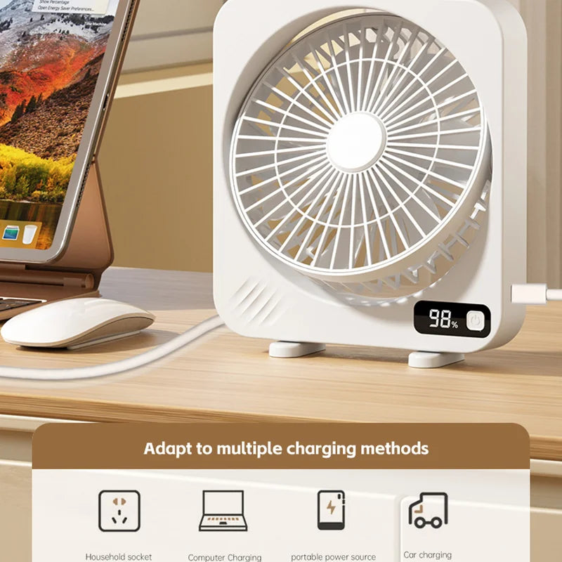 AeroLino USB-Tischventilator | 5-Stufen Digitalanzeige | Tragbar & Leise | Für Büro, Schule & Zuhause