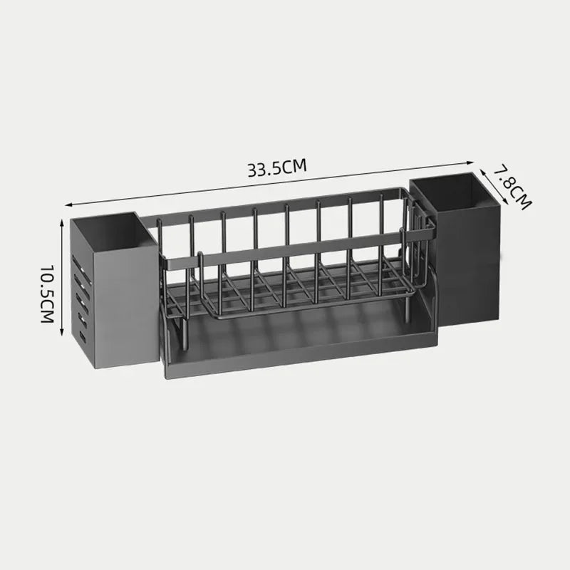 Ordinaqua Spülbecken Organizer Regal | Selbstentwässernd | Halter für Schwamm, Seife & Lappen | Ausziehbar & Hygienisch | ABS-Kunststoff