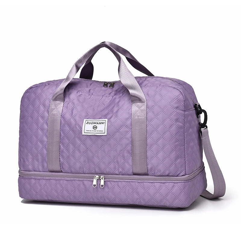 Raumio TravelFlex Leichte Reisetasche mit Rautenmuster | Große Sport- & Wochenendtasche mit Schuhfach & Nassfach | Handgepäcktauglich & faltbar
