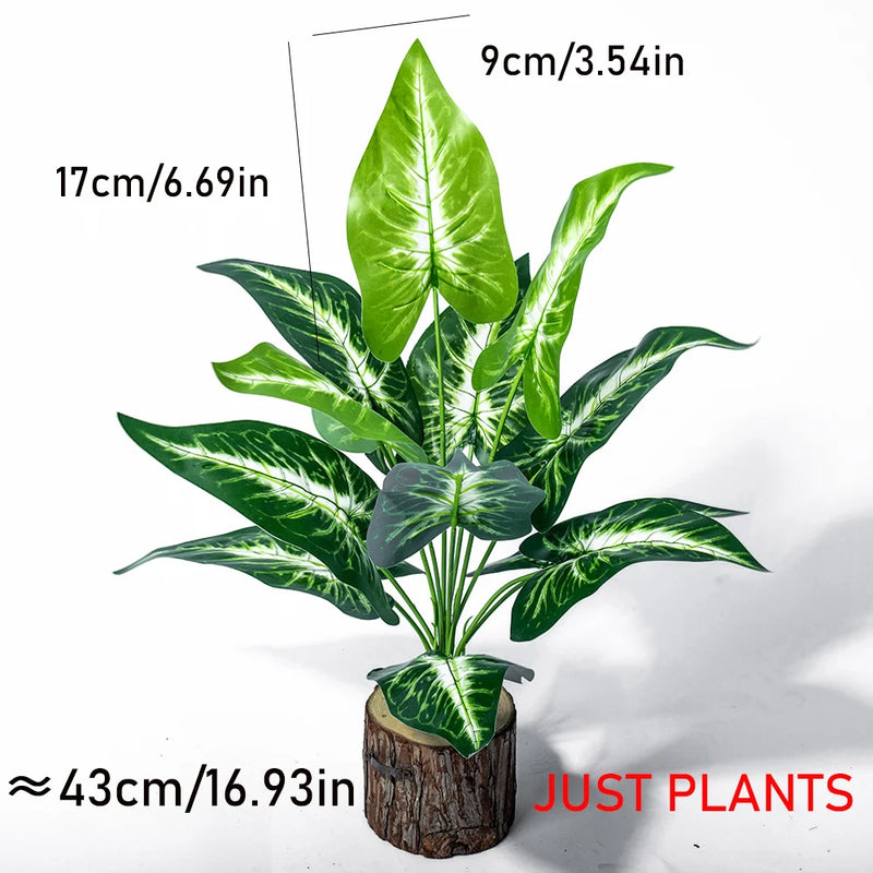 EverTropica Monstera Künstliche Monstera-Pflanze | 43 cm | 12 Zweige | Tropische Dekoblätter für Haus & Garten