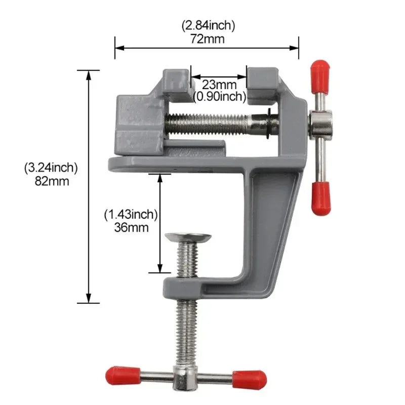 GripMaster Mini-Aluminium-Schraubstock | 360° drehbar & verstellbar | Kompakt & robust | Für DIY, Reparaturen & Modellbau | 7,2 × 8,2 cm