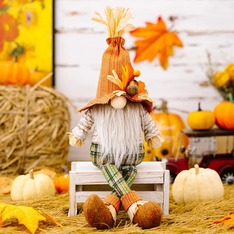 Herbst-Wichtel PumpkinGnome | Mit Kürbis, Sonnenblume & Ahornblatt | Dekofigur für Erntedank & Herbst