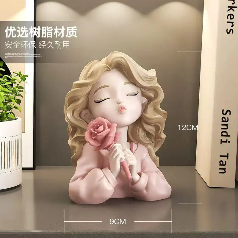 Florina Grace | Dekorative Figur Mädchen mit Blume | Harzstatue | Elegante Wohnaccessoire & Geschenkidee