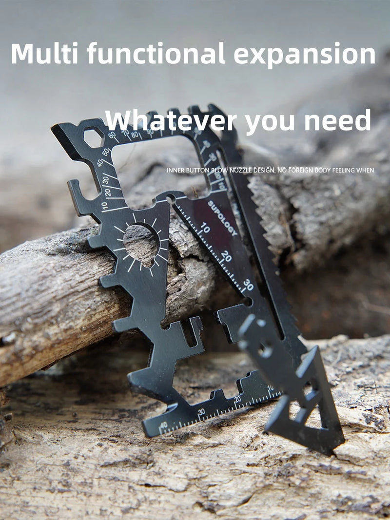 SurviCard Pro 18-in-1 Multifunktions Survival-Tool | Kompakte Outdoor-Karte mit Messer | 8,5 × 5,2 cm | Edelstahl