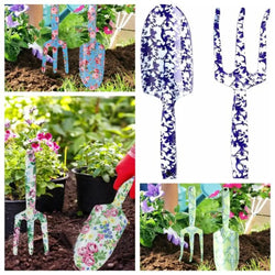 Florivita GardenSet Gartenwerkzeug-Set aus Edelstahl | 2-teilig: Handschaufel & Blumengabel | 26–29,5 cm | Floraldesign in 6 Farben