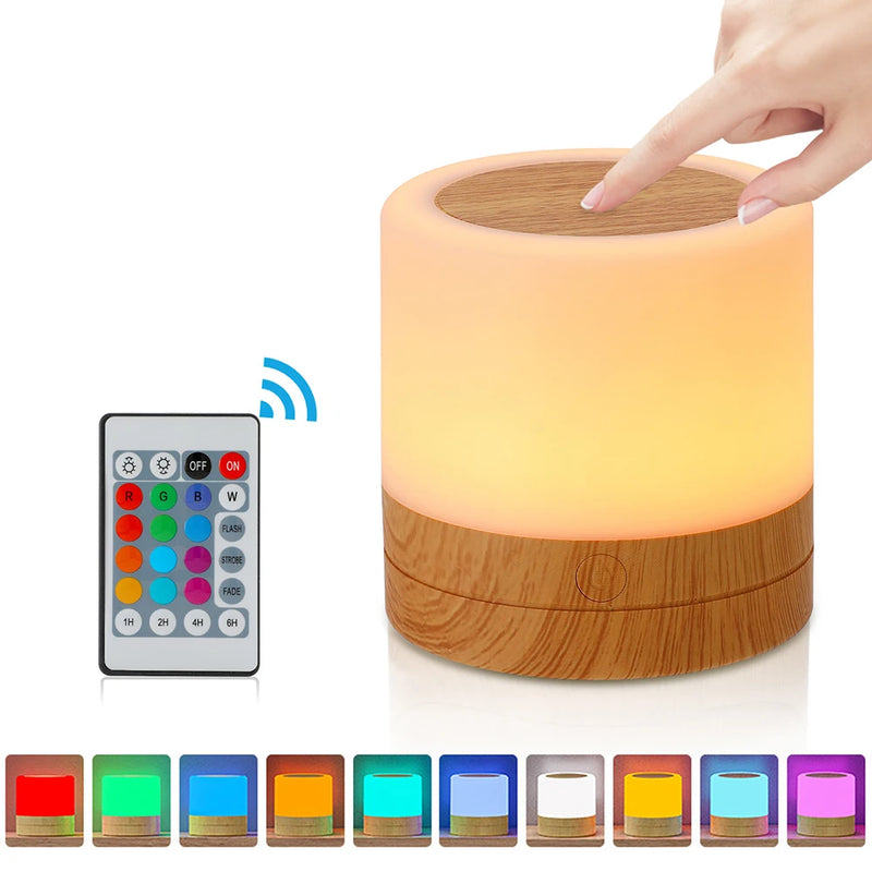 Tragbares Nachtlicht | RGB LED Lampe | Touch-Dimmer | USB Wiederaufladbar | 7 Farben