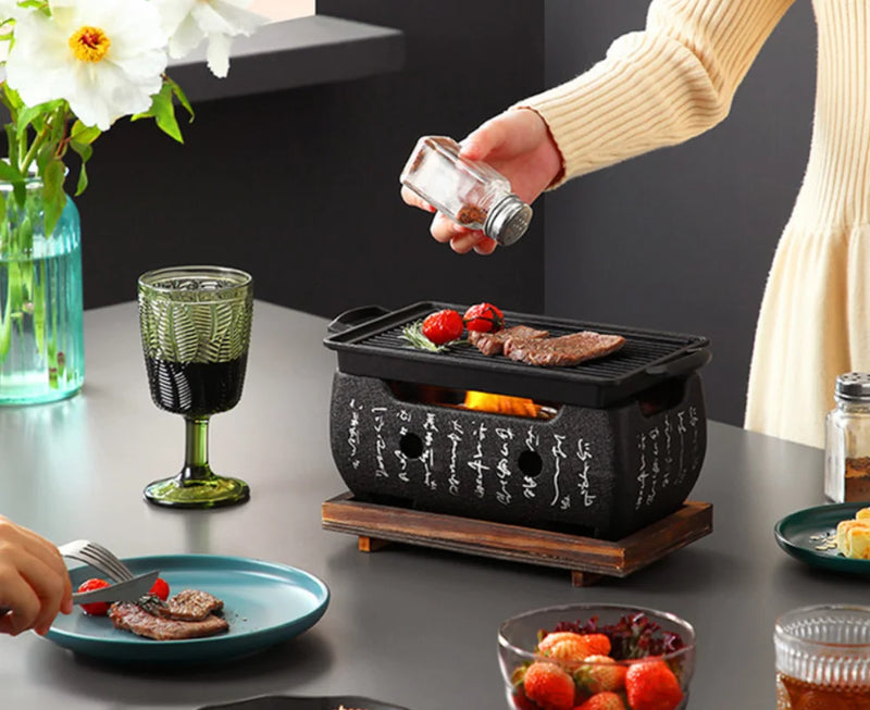 Koarento Tragbarer Holzkohlegrill | Koreanischer Tischgrill für Outdoor & Haushalt | Wiederverwendbar & Kompakt | Ideal für BBQ & Camping