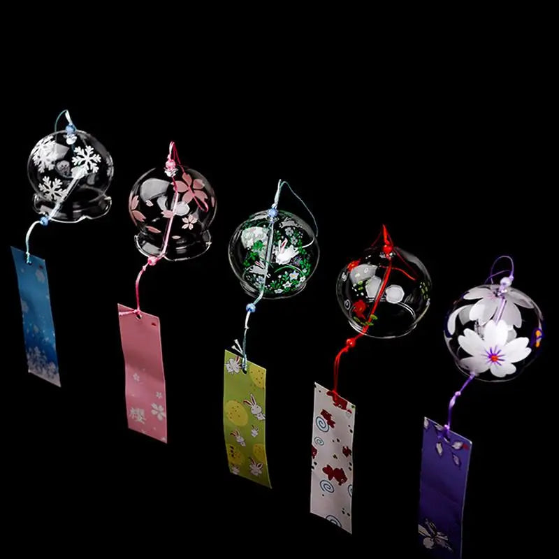 Glas-Windglocke Hanabira | Japanischer Stil | Klarer Klang & Zieranhänger | Handgefertigt