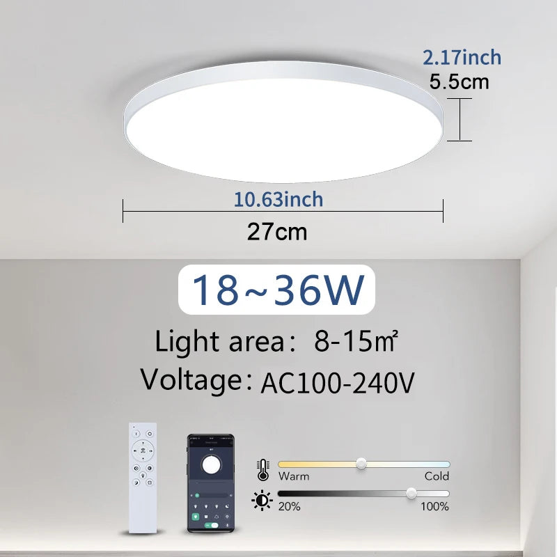 Smart Deckenleuchte LumoSmart | Dimmbar & App-Steuerung | Modernes LED-Design | Schwarz/Weiß