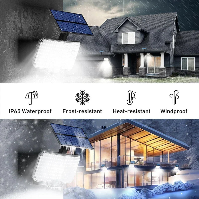LumaXpert 234 | Solar Außenstrahler mit Bewegungsmelder | 3 Leuchtmodi & Fernbedienung | IP65 Wasserdicht